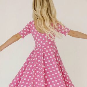 Remie Girl Pink Polka Dot Minnie Mouse Twirl Dress Sz 8